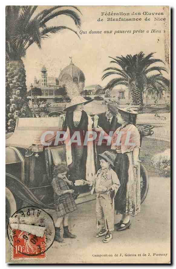 Fédération des Ouvres de Bienfaisance de Nice — Qui donne aux pauvres prête à Dieu — Composition de J. Giletta et de J. Piermay