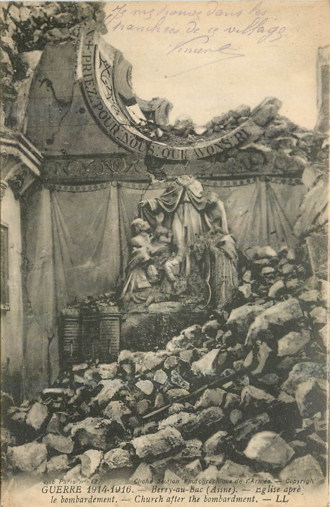 CPA Guerre 1914 1915 Berry au Bac Aisne Eglise apres le bombardement 