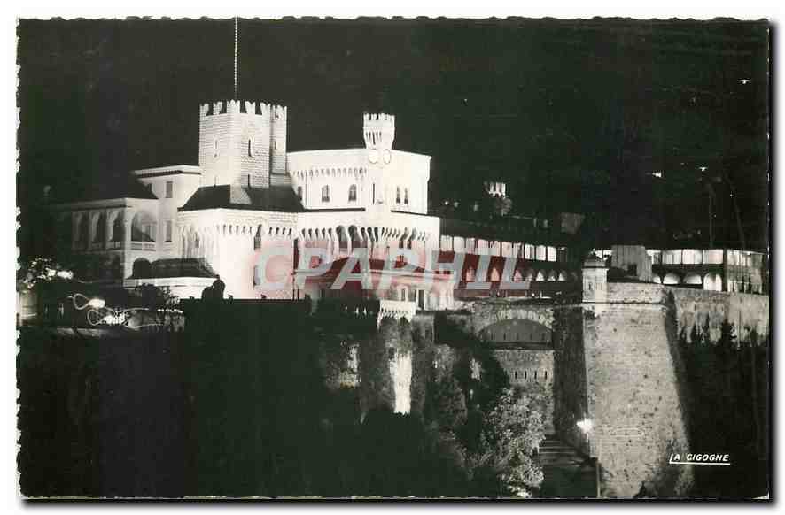 CPA Principaute de Monaco Le Palais Princier illumine 