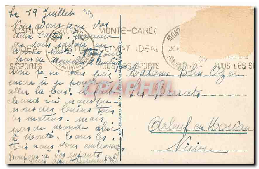 CPA Juan les Pins La Plage et la Pinede  — Rückseite
