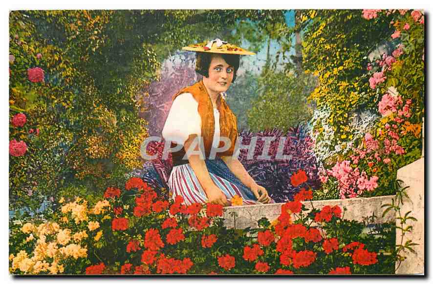 CPA Cote d'Azur Fleuriste Folklore Alpes Maritimes