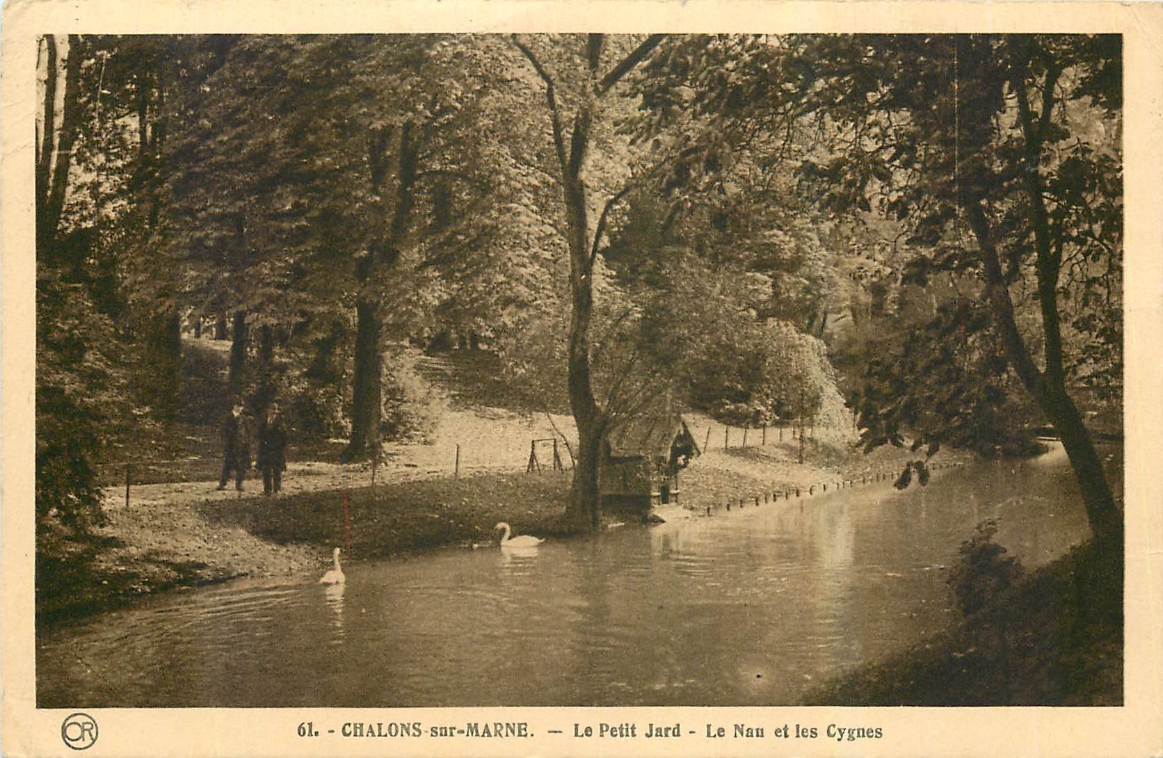 CPA Chalons sur Marne Le Petit Jard Le Nau et les Cygnes 