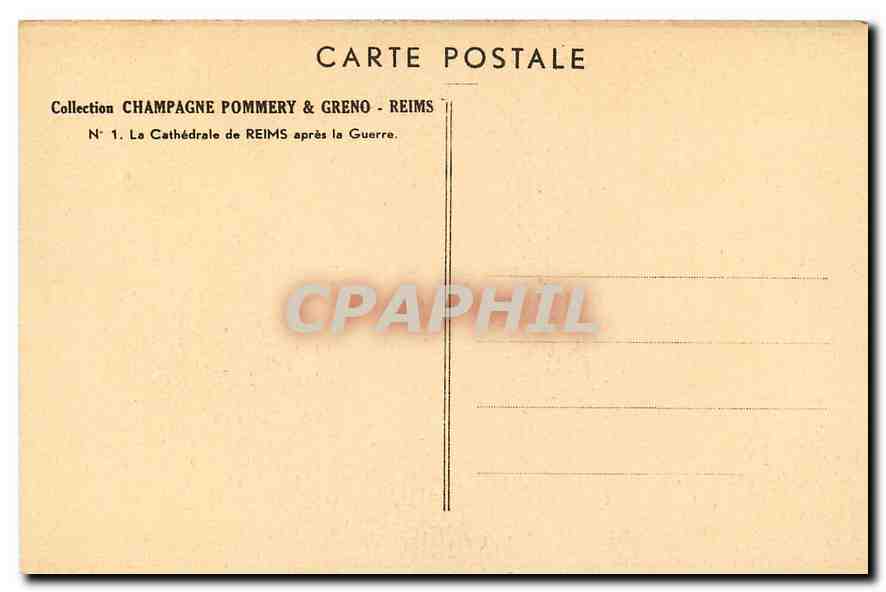 CPA Reims La Cathedrale de Reims apres la Guerre  — Rückseite