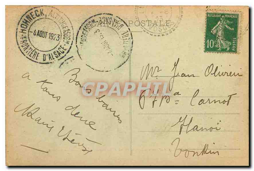 CPA Le Hohneck Plus de Frontierre I La Vallee des Lacs  — Rückseite