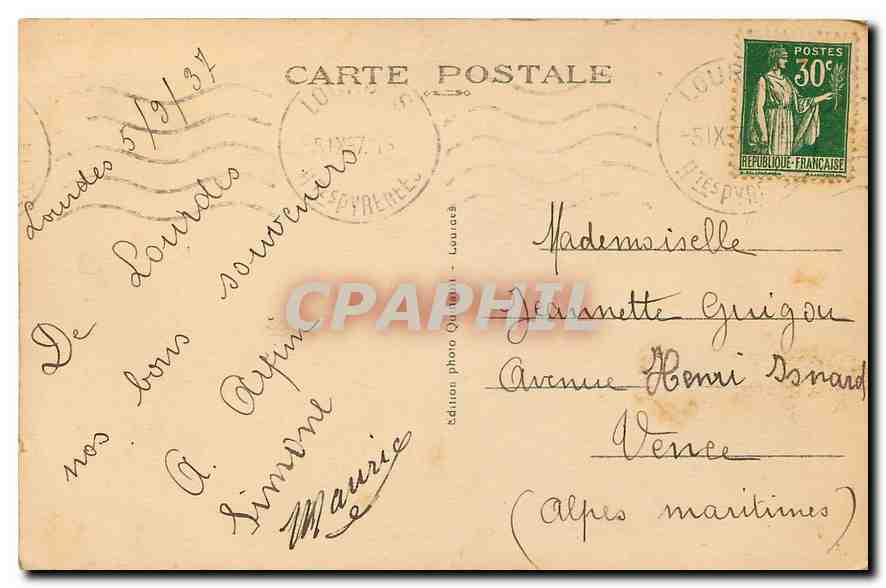 CPA Lourdes La Grotte Miraculeuse  — Verso