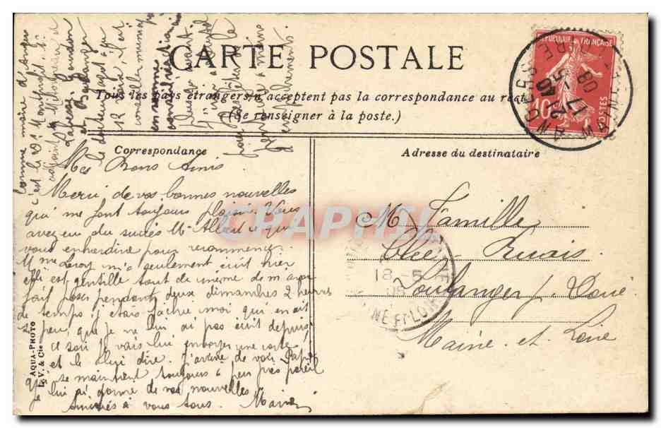 Angers CPA La statue et la rue de Baurepaire — Rückseite