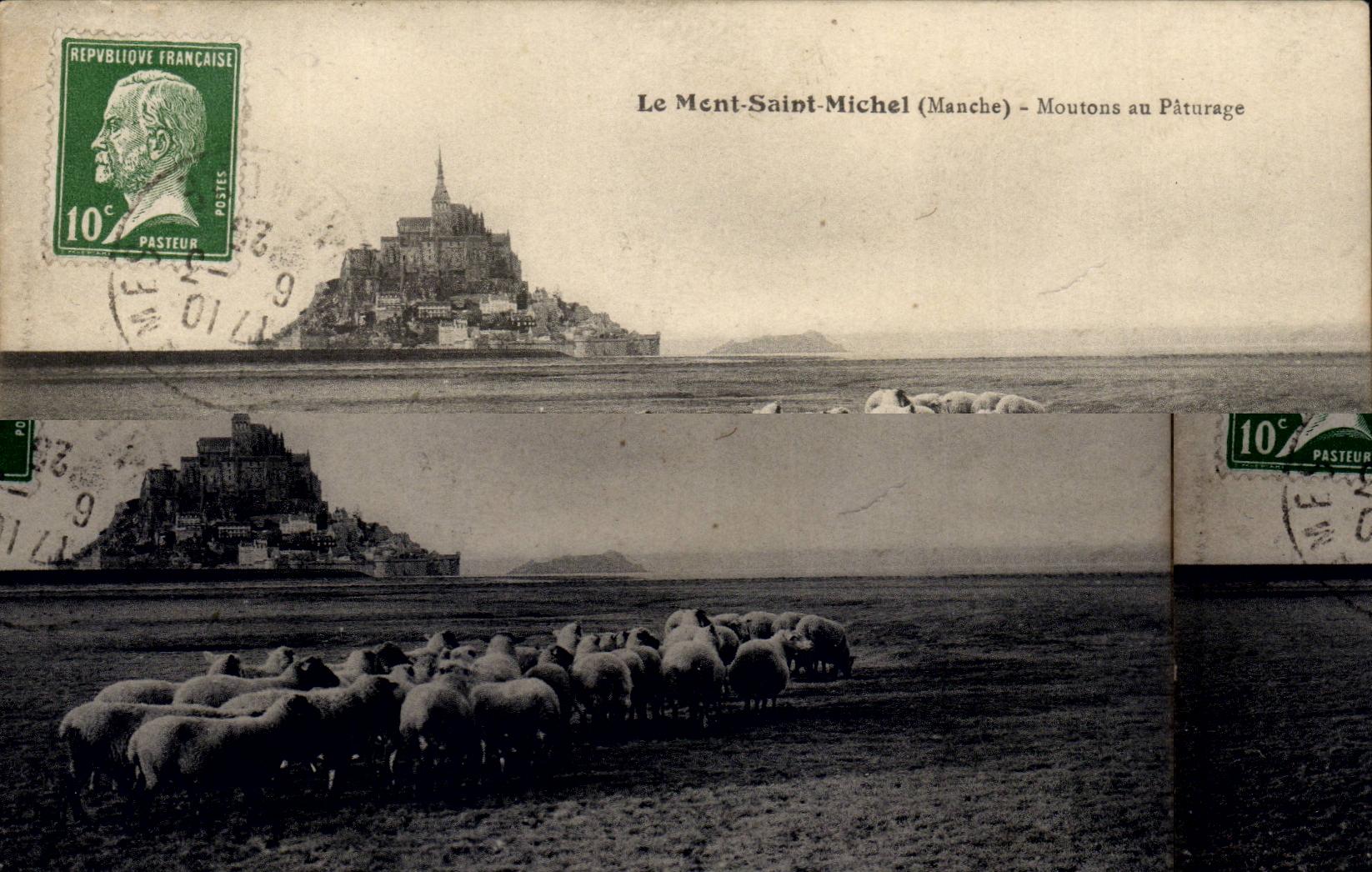 Le Mont Saint Michel CPA Moutons au paturage