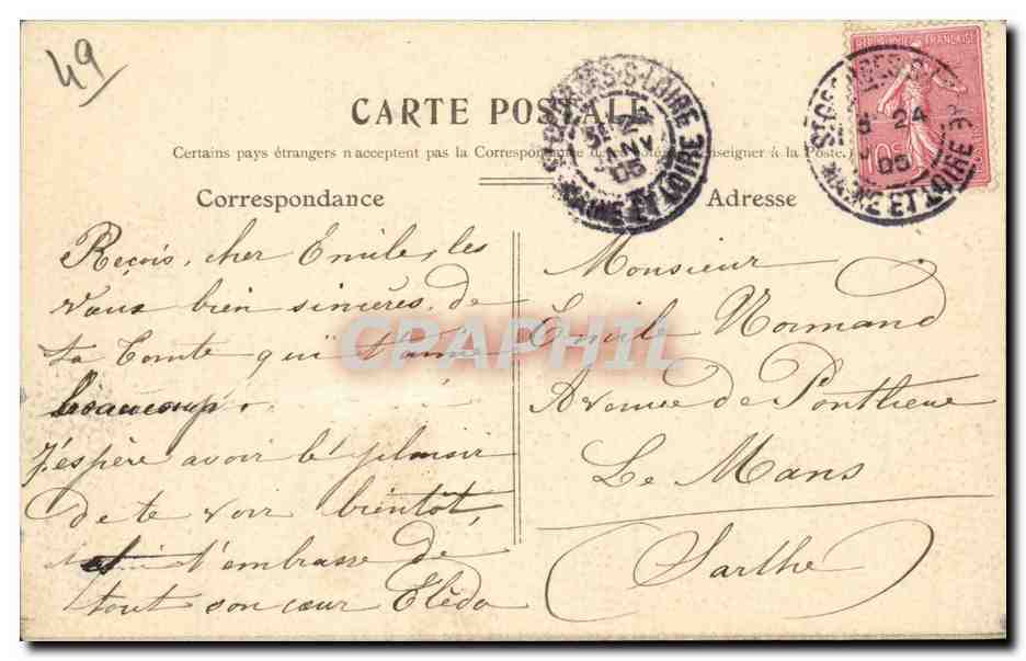 Angers CPA le jardin du Mail et l'hotel de ville — Back