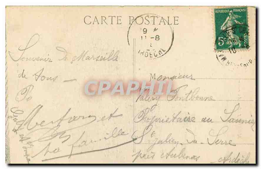 CPA Marseille Ascenseur de N D de la Garde  — Rückseite