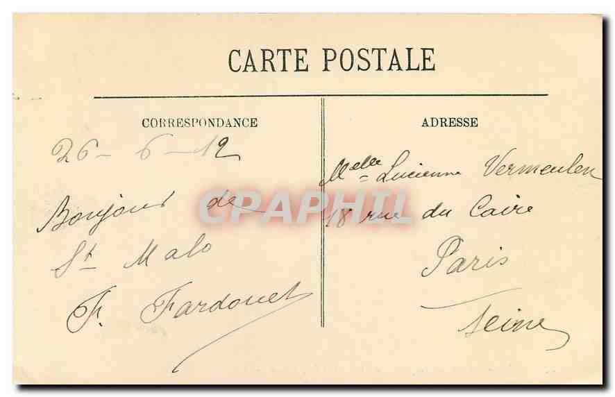 Saint-Malo — Le Jardin du Casino et le Château — LL. — Verso
