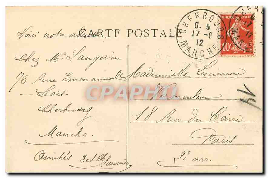 CPA Cherbourg Le Jardin Public et le Route  — Rückseite