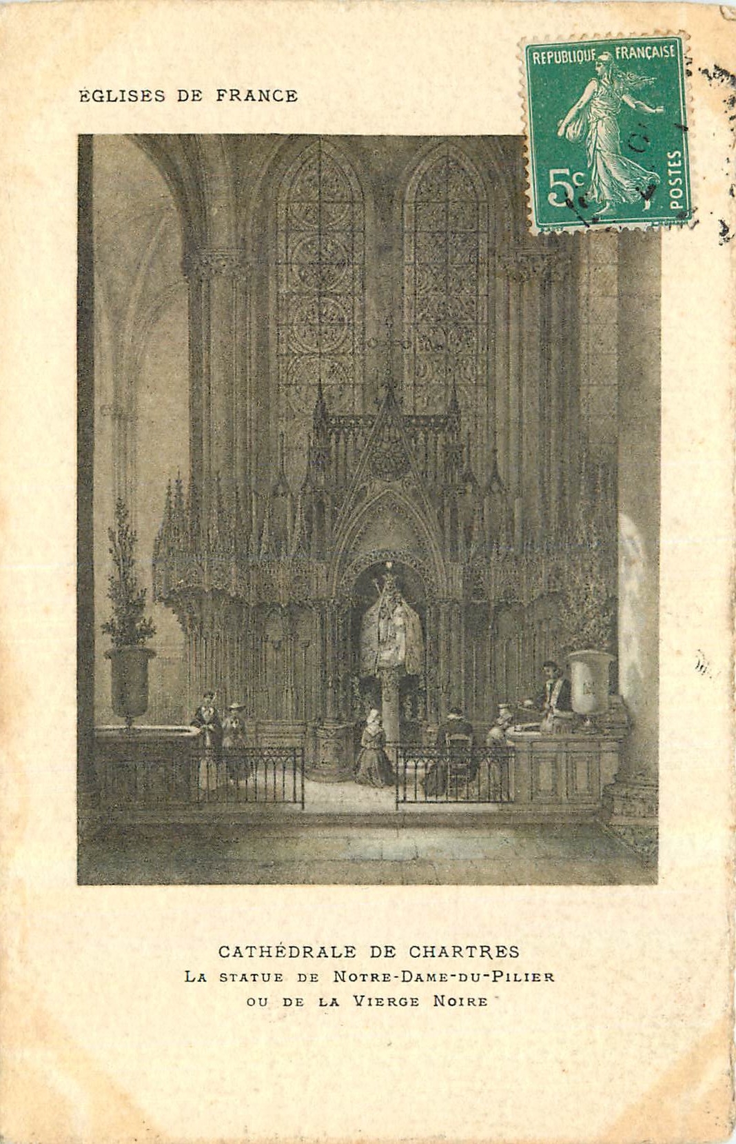 CPA Eglises de France Cathedrale de Chartres La Statue de Notre Dame du Pilier vu de la Victor Noire