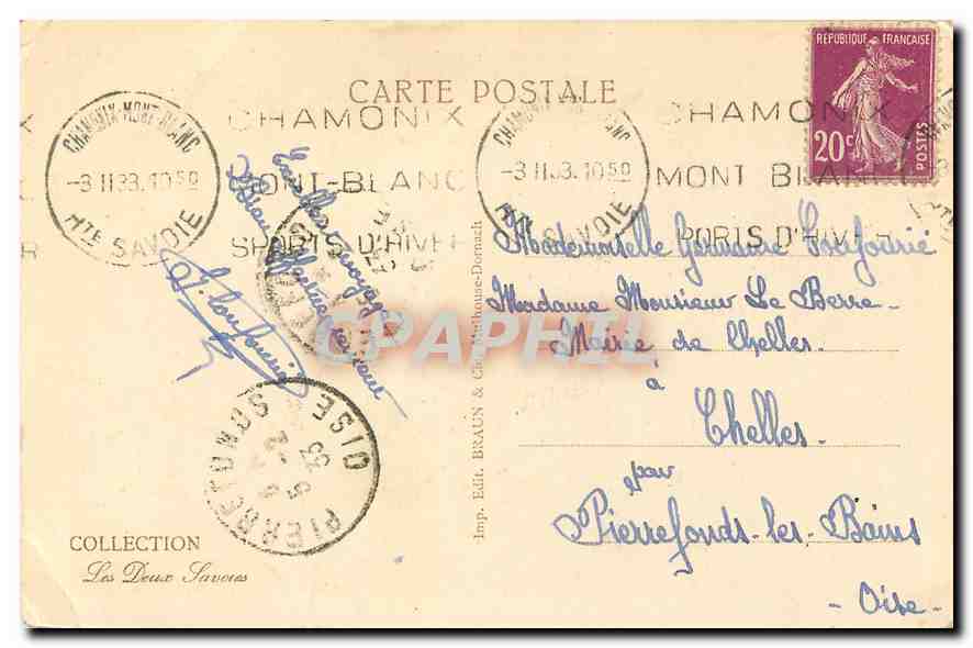 Chamonix — Le Mont-Blanc — Imp. Braun & Cie, n°25023 — Rückseite