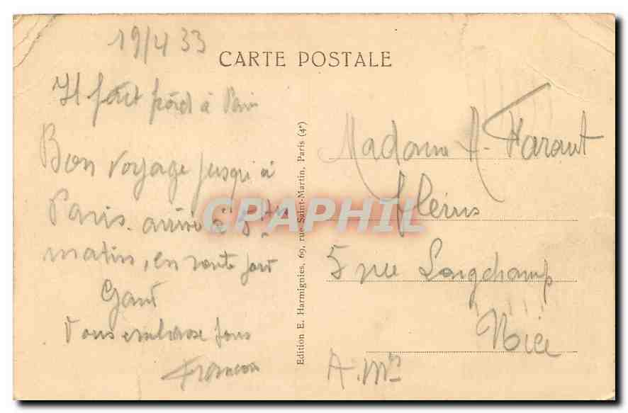 CPA Paris La Gare du Lyon P L M  — Rückseite