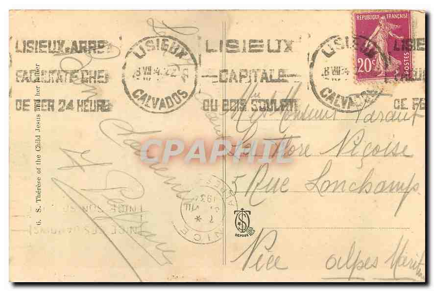 CPA Sainte Therese de l'Enfant Jesus et son pere  — Verso