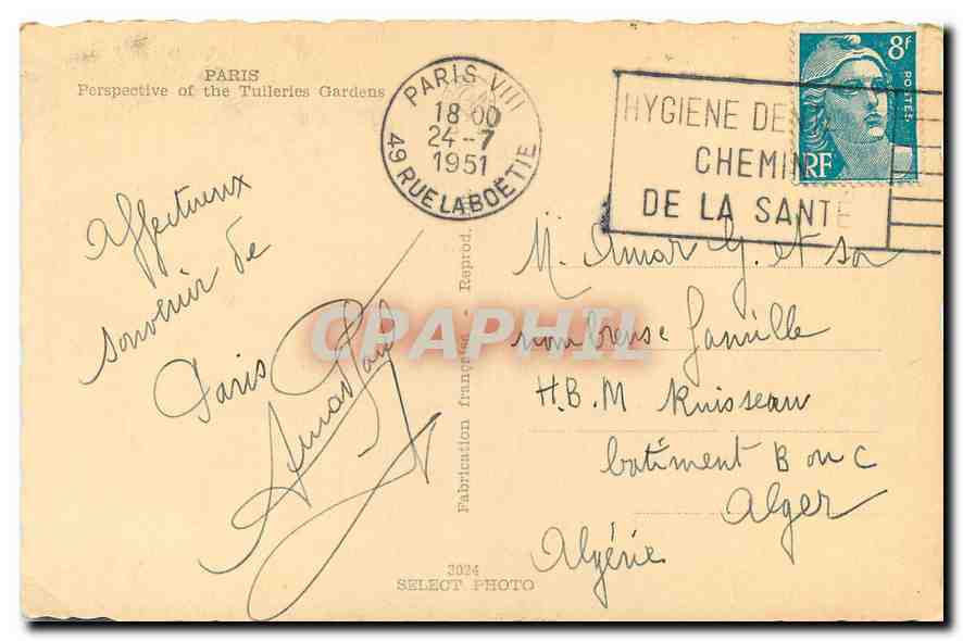 CPA Paris Perspective of the Tulleries Gardens  — Rückseite