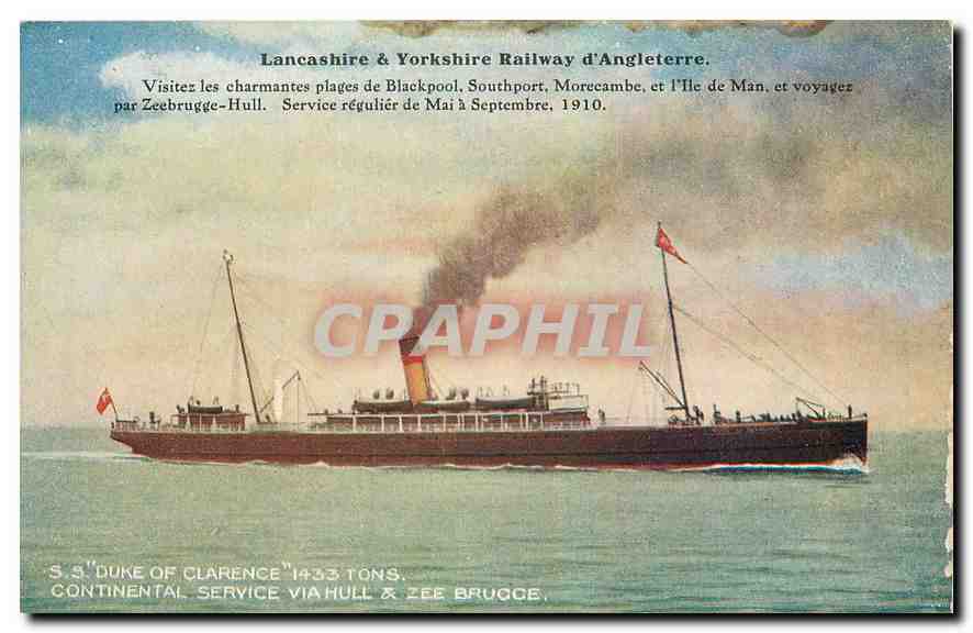 CPA S S Duke of Clarence Continetal service via hull et zee brucce  Bateau