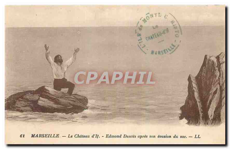 CPA Marseille Le Chateau d'If Edmond Dantes apres son evasion du sac 