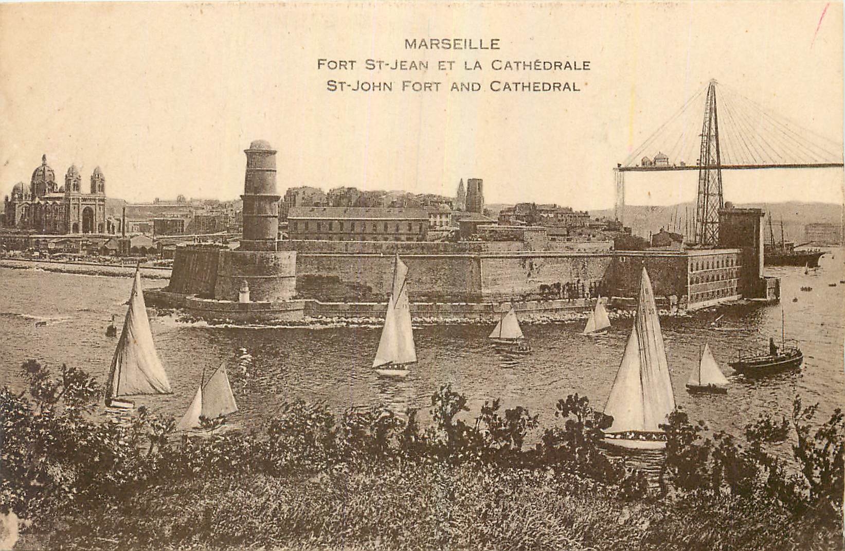 CPA Marseille Fort St Jean et la Cathedrale 