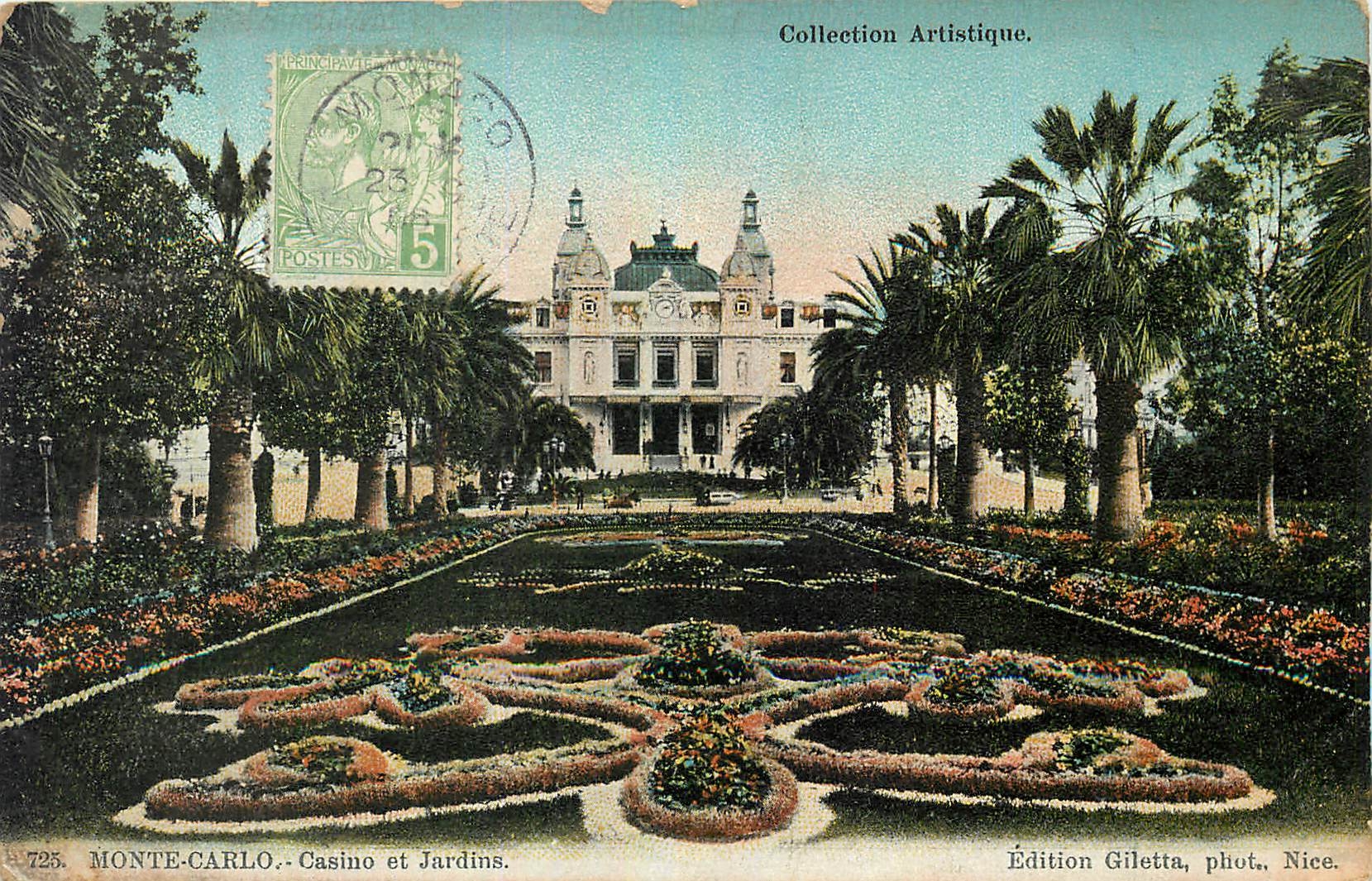 MONTE-CARLO - Casino et Jardins — Édition Giletta, phot., Nice. n°725.