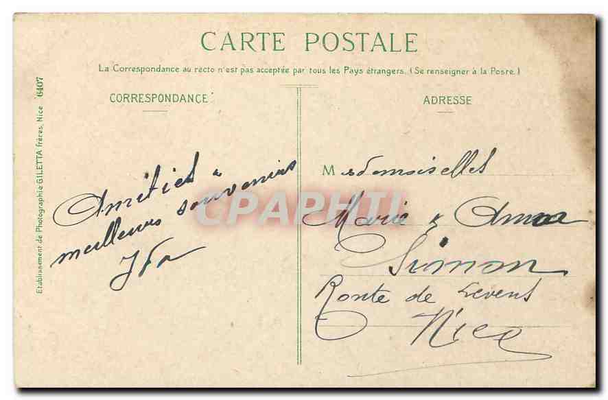 MONTE-CARLO - Casino et Jardins — Édition Giletta, phot., Nice. n°725. — Rückseite