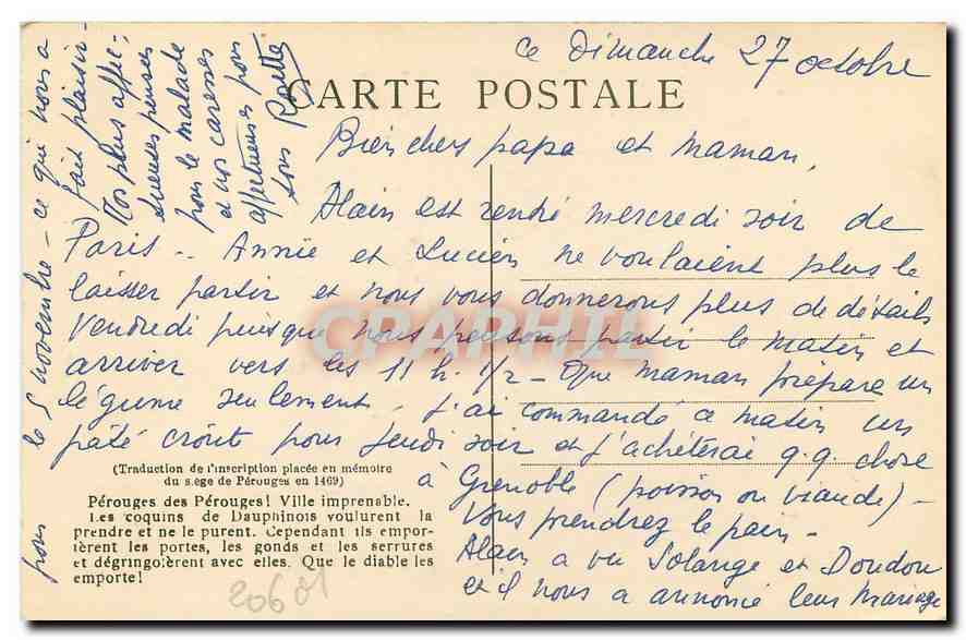 CPA Perouges Sortie par la porte d'en haut  — Rückseite