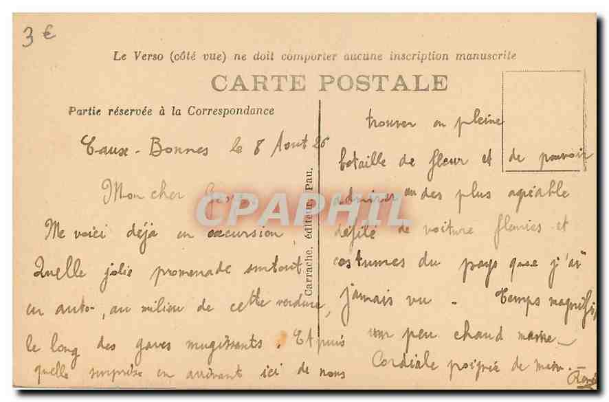CPA Eaux Bonnes Vue generale et Pic du Ger  — Rückseite