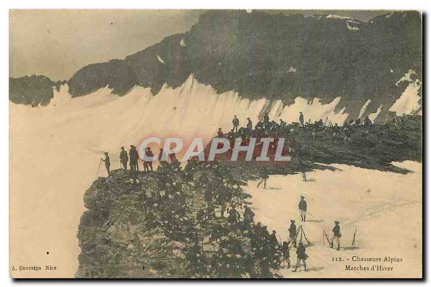 CPA Chasseurs alpins Marches d'Hiver 