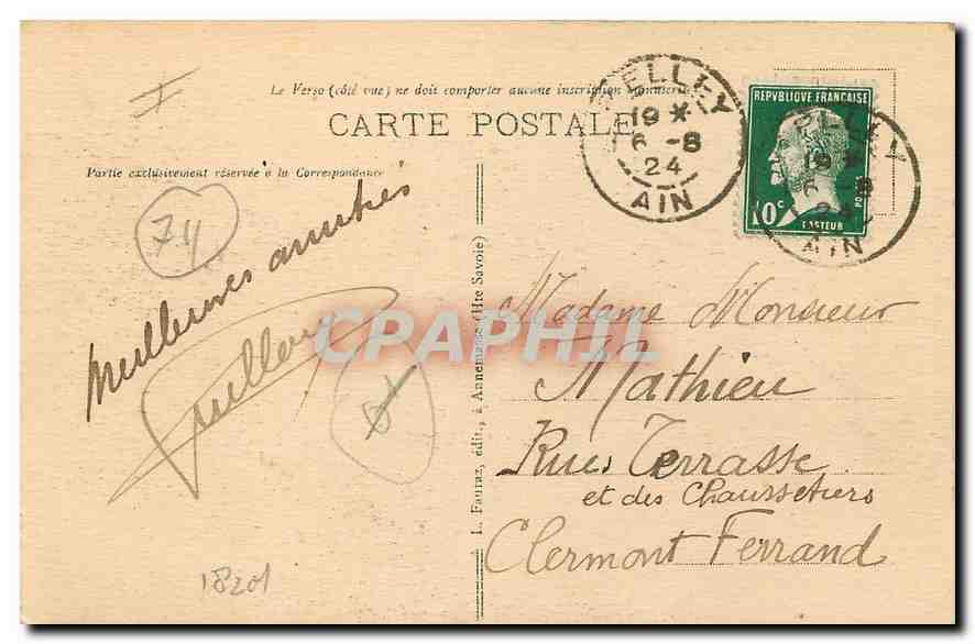 CPA Le Chateau de Menthon St Bernard  — Verso