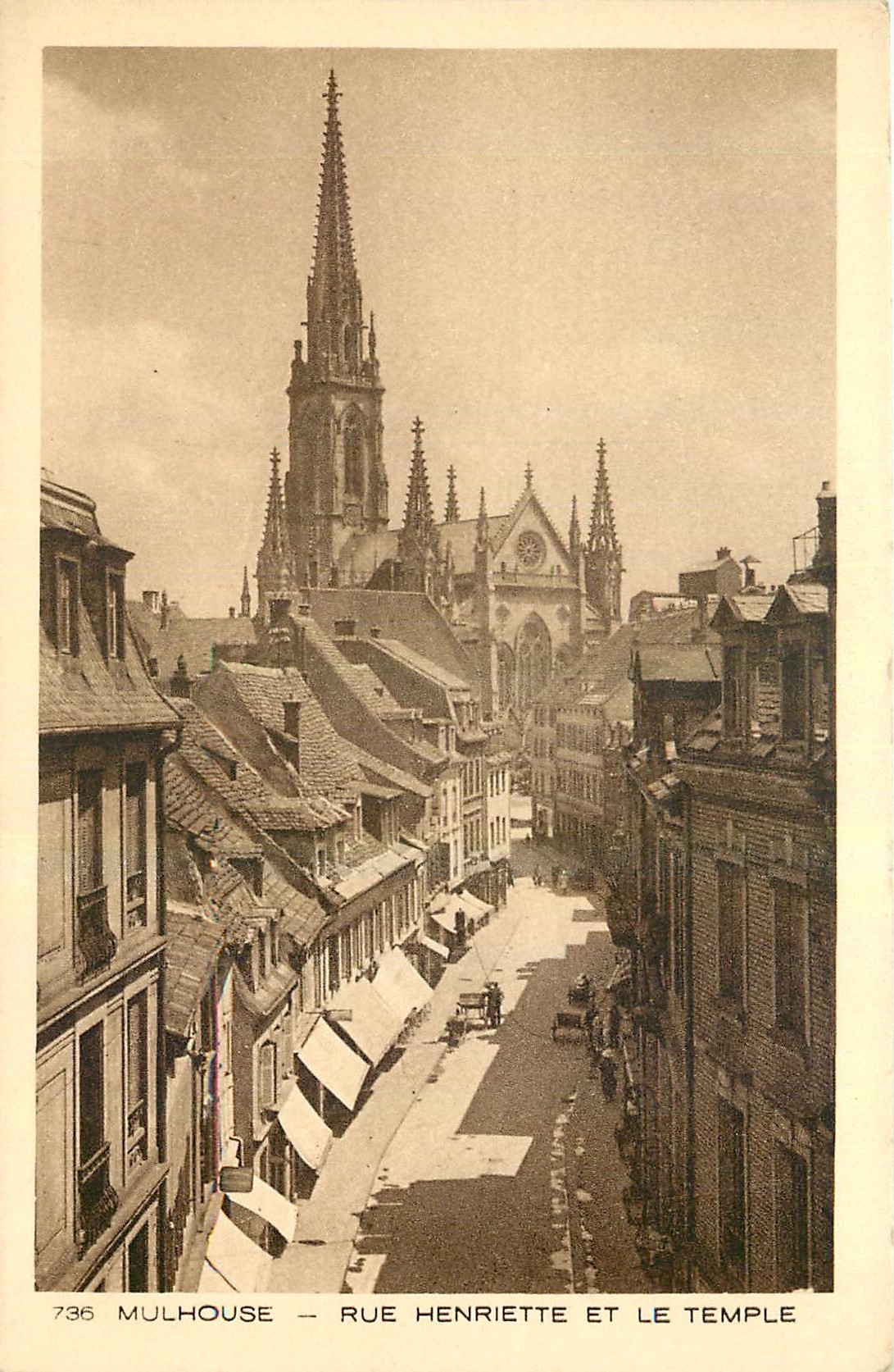 CPA Mulhouse Rue Henriette et le Temple 