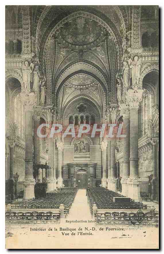 CPA Interieur de la Basilique de N D de Fourviere Vue de l'Entree Lyon