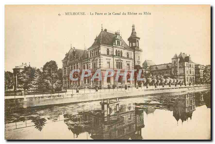 CPA Mulhouse La Poste et le Canal du Rhone au Rhin 