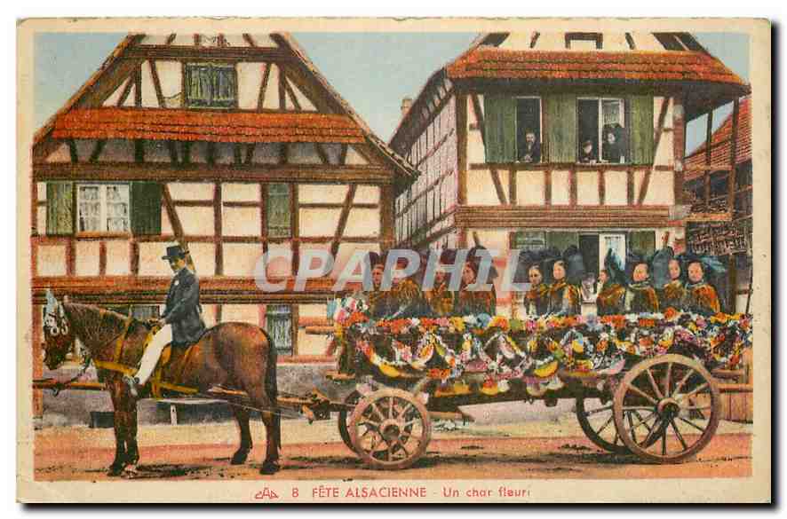 CPA Fete Alsacienne Un char fleuri Folklore