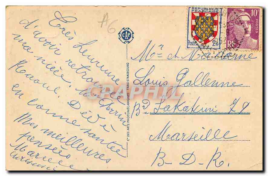 CPA Fete Alsacienne Un char fleuri Folklore — Rückseite