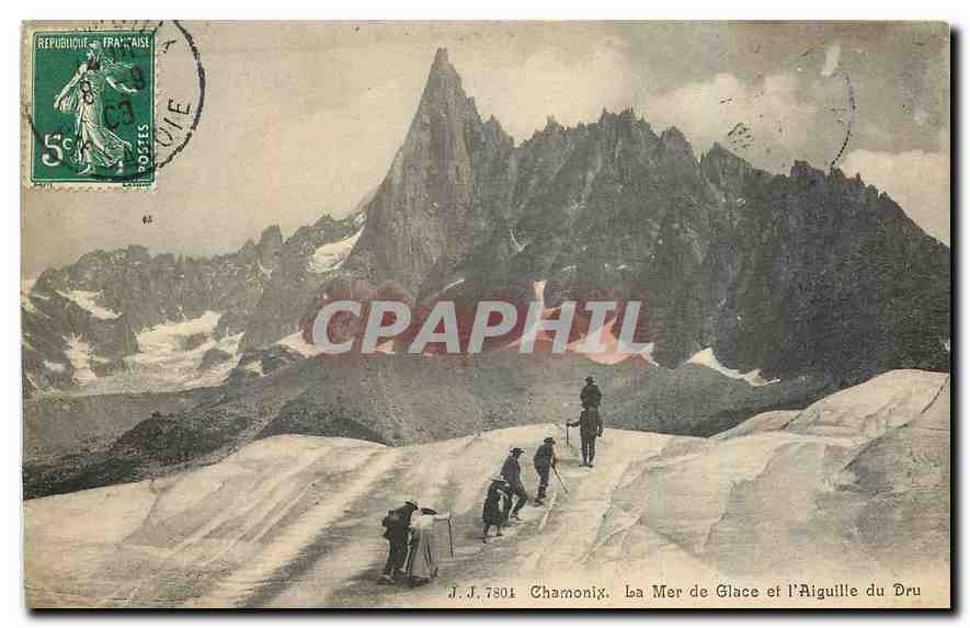 CPA Chamonix La Mer de Glace et l'Aiguille du Dru 