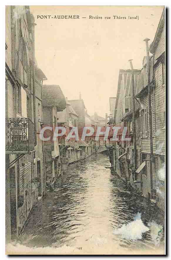CPA Pont Audemer Riviere rue Thiers aval 