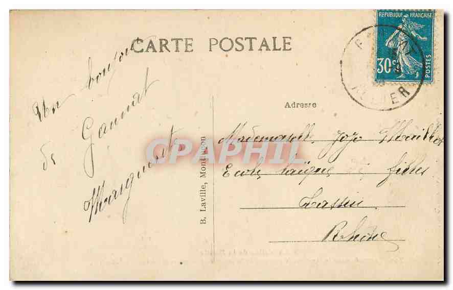 CPA La Vallee de la Sioule Tunnel creuse dans le roc pour le passage de la route de Chateaureuf les  — Rückseite