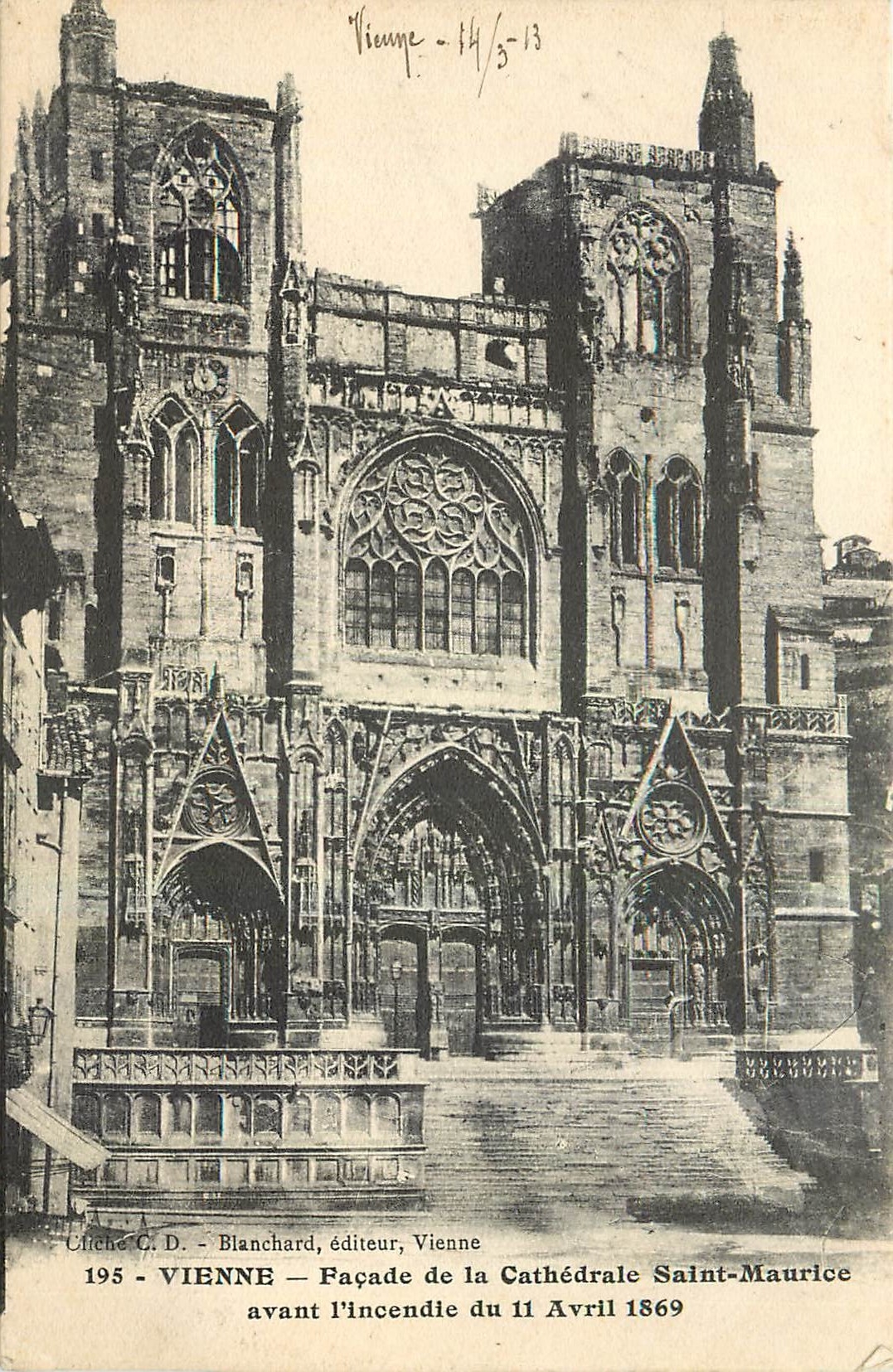 CPA Vienne Facade de la Cathedrale Saint Maurice avant l'Incendie du 11 Avril 1869 