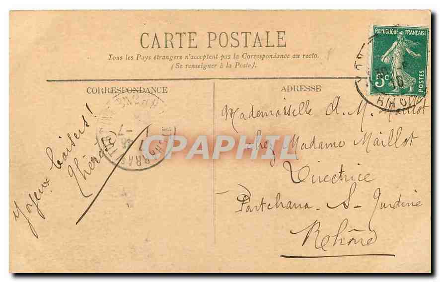 CPA Lyon Vue Generale de Vaise prise du Restaurant Gay  — Rückseite
