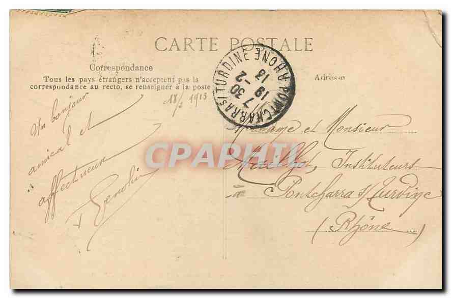 CPA Lyon Pont au Chemin de fer sur la Saoen et Quai des Etroits Train — Verso