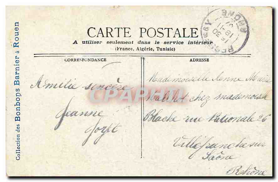 CPA Lyon Palais de Justice  — Verso