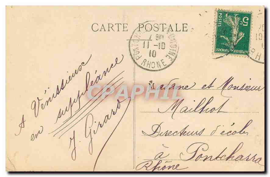 CPA Lyon Coteau de Fourviere Palais de Justice et Pont du Palais  — Verso