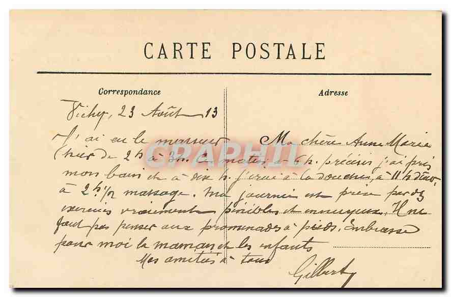 CPA Pharmacie Normale Rue de Paris Vichy Laboratoire d'Analyses medicales Casino de Vichy  — Rückseite
