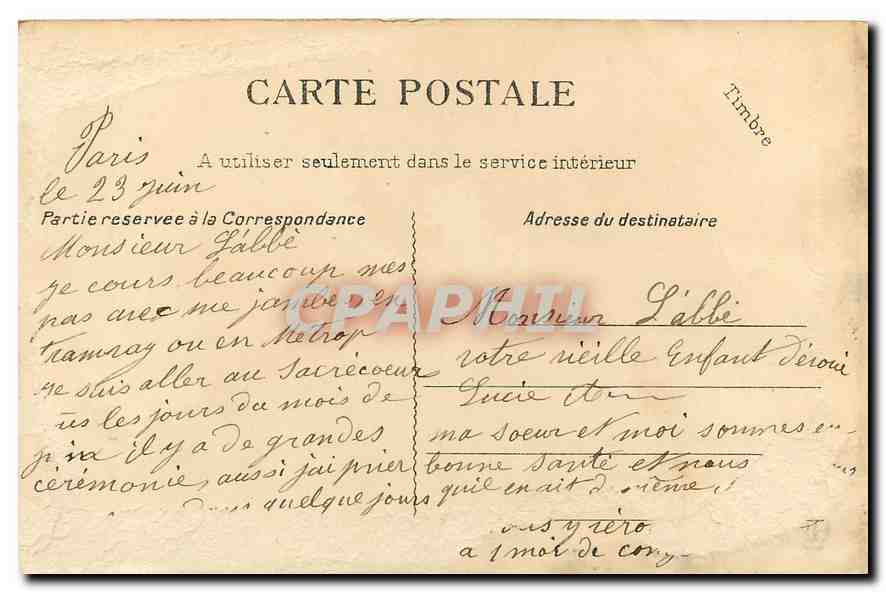 CPA Montmartre La Basilique du Sacre Coeur et la Savoyarde Cloche — Rückseite