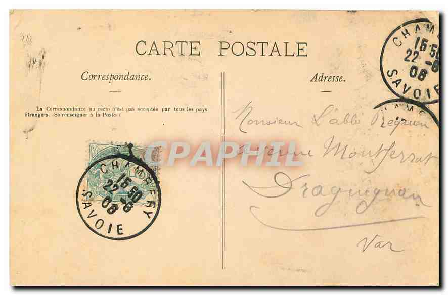 CPA Chambery La Croix du Nivolet  — Rückseite