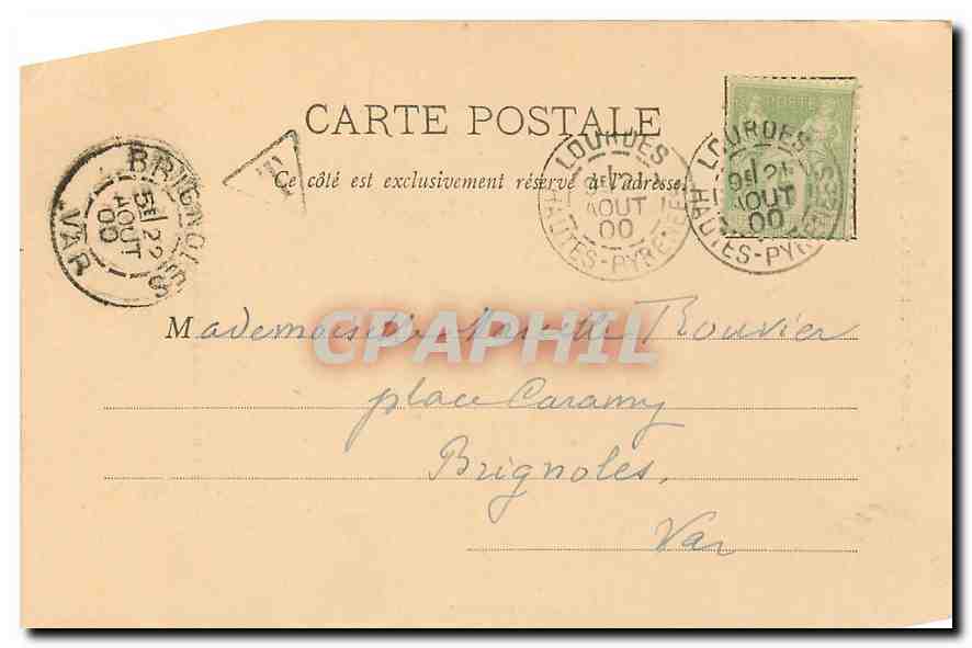 CPA Lourdes Hotel de la Chapelle  — Verso