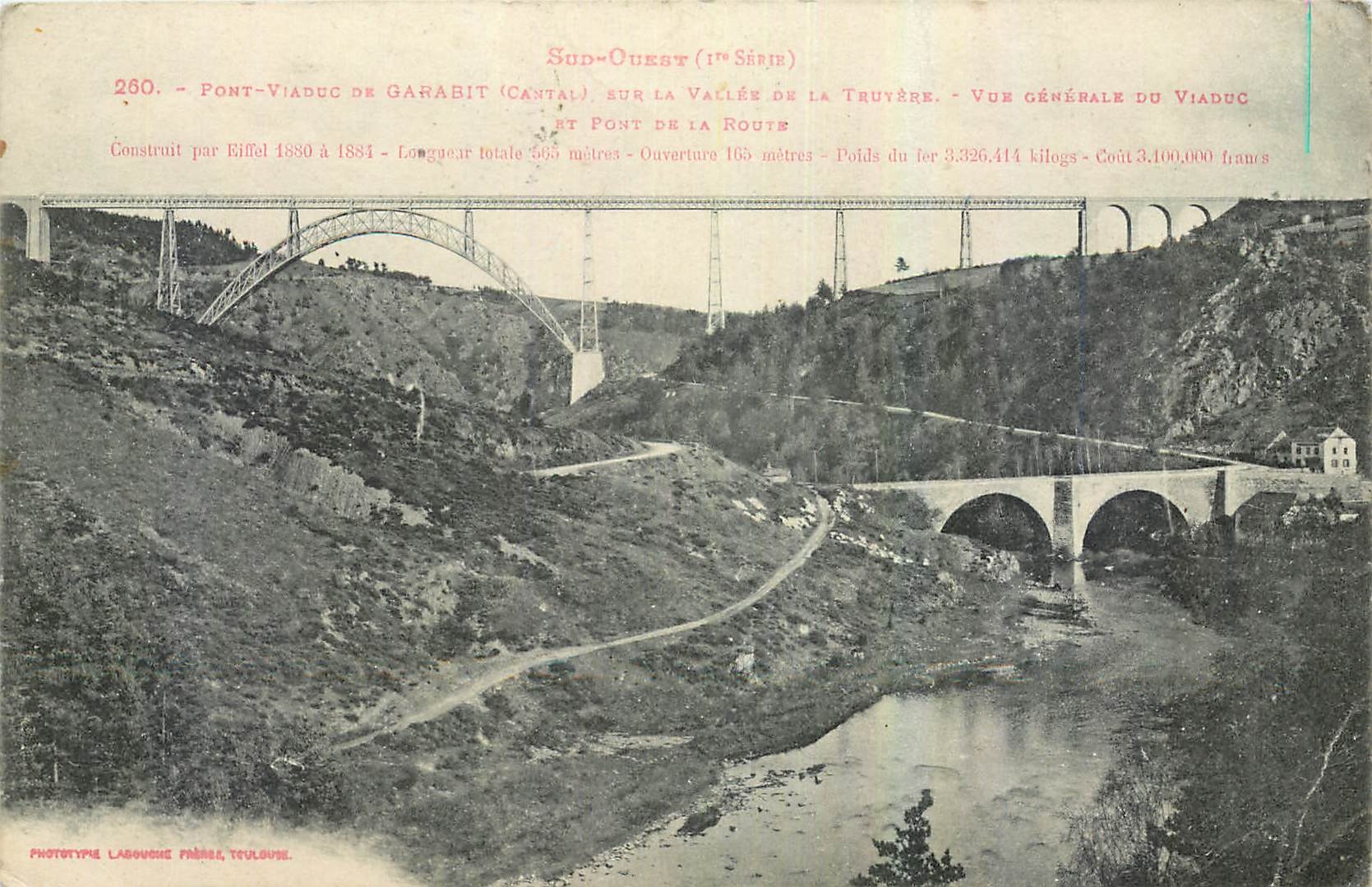 CPA Font Viaduc de Garabit sur la Vallee de la Truyere Vue generale du Viaduc 