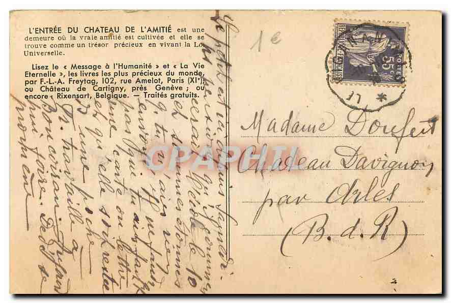CPA l'Entree du Chateau de l'Amitie  — Rückseite