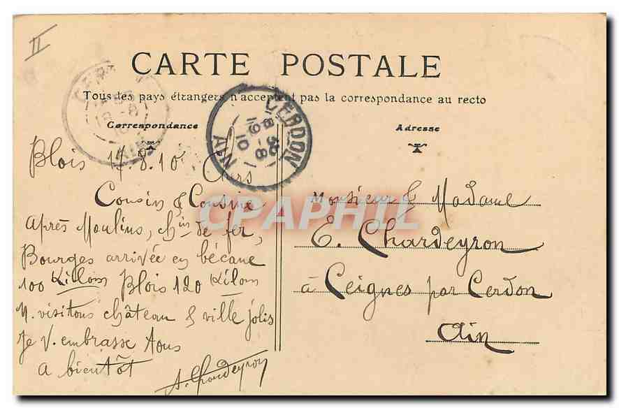CPA Blois Square Victor Hugo Statue d'Augustin Thierry  — Verso