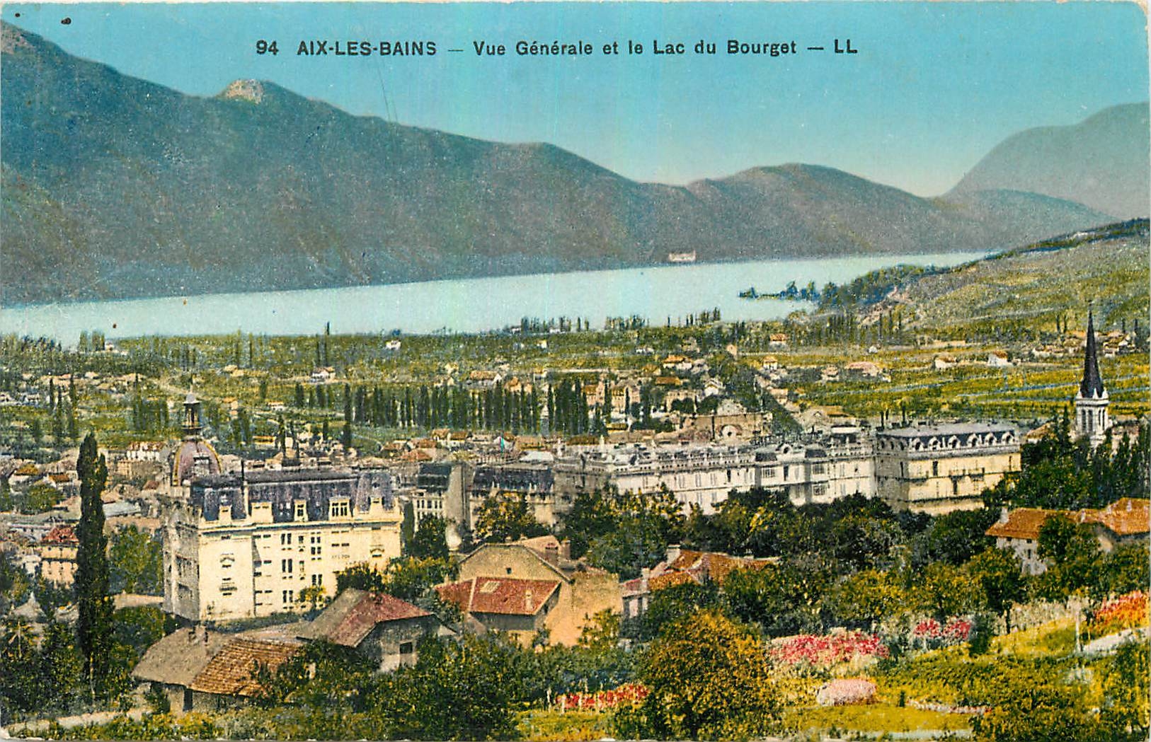 CPA Aix les Bains Vue generale et le Lac du Bourget 